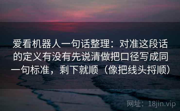 爱看机器人一句话整理：对准这段话的定义有没有先说清做把口径写成同一句标准，剩下就顺（像把线头捋顺）